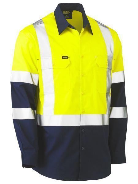 Bisley Workwear Work Wear Yellow/Navy / XS Bisley 3M X TAPED HI VIS COOL LIGHTWEIGHT SHIRT BS6696XT