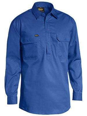Bisley Workwear Work Wear NAVY (BPCT) / S BISLEY WORKWEAR CLOSED FRONT COOL LIGHTWEIGHT DRILL SHIRT LONG SLEEVE BSC6820