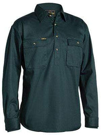 Bisley Workwear Work Wear BISLEY WORKWEAR closed front cotton drill long sleeve shirt BSC6433
