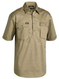 Bisley Workwear Work Wear BISLEY WORKWEAR closed front cotton drill shirt sort sleeve BSC1433