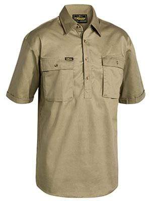 Bisley Workwear Work Wear BISLEY WORKWEAR closed front cotton drill shirt sort sleeve BSC1433