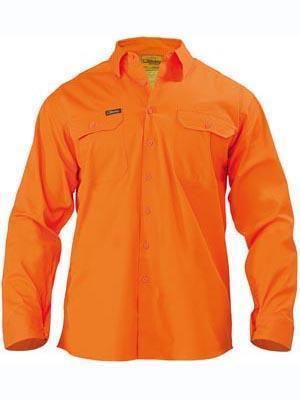 Bisley Workwear Work Wear ORANGE (BVEO) / S BISLEY WORKWEAR cool lightweight hi-vis cotton drill shirt BS6894
