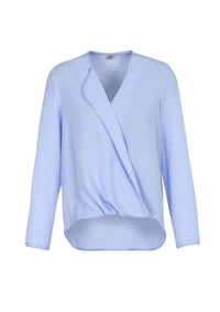Biz Care Corporate Wear Ice Blue / 6 Biz Collection Lily Ladies Hi-Lo Blouse S014LL