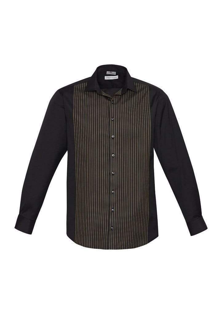 Biz Collection Corporate Wear Black/Copper Gold / XS Biz Collection Men’s Reno Panel Long Sleeve Shirt S414ml