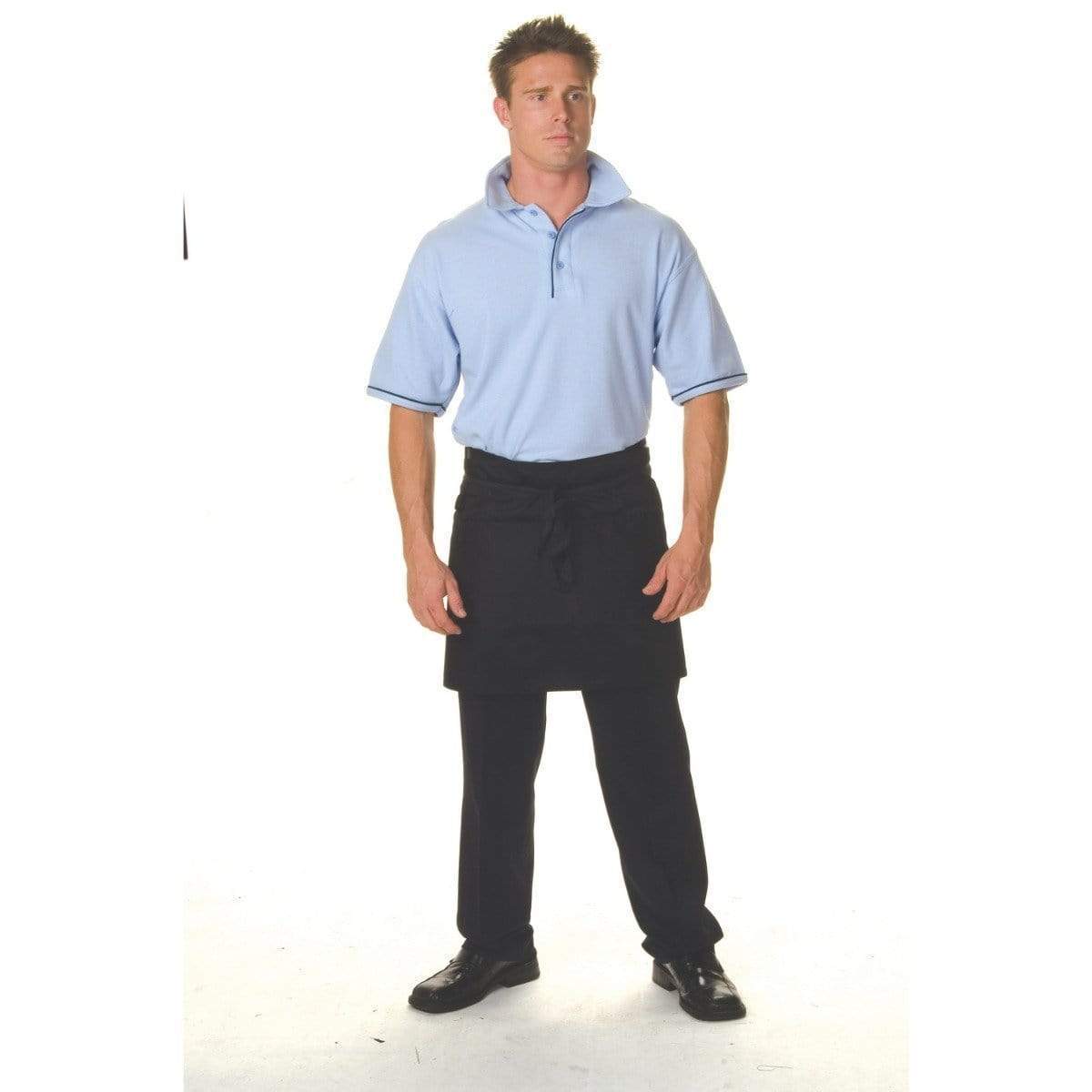DNC Workwear Hospitality & Chefwear Black / 85cm X 42cm DNC WORKWEAR Polyester Cotton Short Apron with Pocket 2111