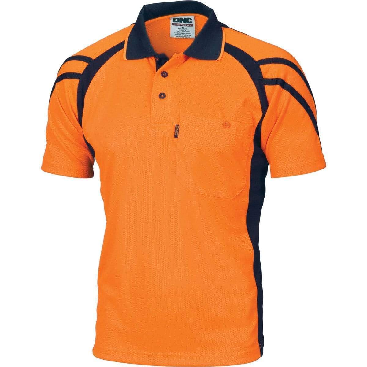 DNC Workwear Work Wear DNC WORKWEAR Cool Breathe Stripe Panel Short Sleeve Polo Shirt 3979