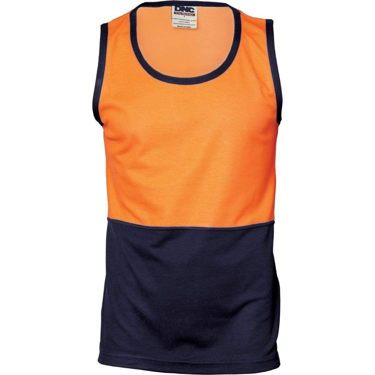 DNC Workwear Work Wear Orange/Navy / XS DNC WORKWEAR Cotton Back Two-Tone Singlet 3841