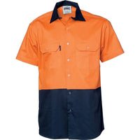 DNC Workwear Work Wear DNC WORKWEAR Hi-Vis 2 Tone Cool-Breeze Short Sleeve Cotton Shirt  3839