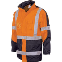 DNC Workwear Work Wear Orange/Navy / 5XL DNC WORKWEAR Hi-Vis 2 Tone Cross Back D/N 2-in-1 Contrast Rain Jacket 3993