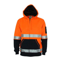 DNC Workwear Work Wear DNC WORKWEAR Hi-Vis 2-Tone Full Zip Super Fleecy Hoodie with CSR Reflective Tape 3788