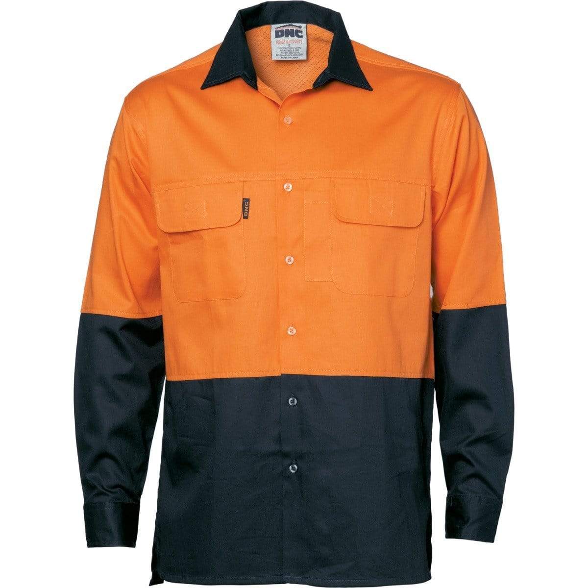DNC Workwear Work Wear DNC WORKWEAR Hi-Vis 3 Way Cool-Breeze Long Sleeve Cotton Shirt 3938