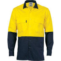 DNC Workwear Work Wear Yellow/Navy / 5XL DNC WORKWEAR Hi-Vis 3 Way Cool-Breeze Long Sleeve Cotton Shirt 3938