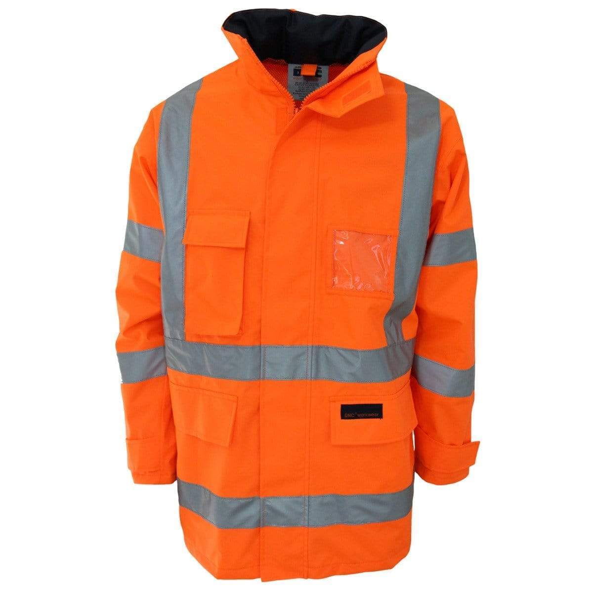 DNC Workwear Work Wear Orange / XS DNC WORKWEAR Hi-Vis Breathable “H” Pattern Rain Jacket Bio-Motion Tape 3571