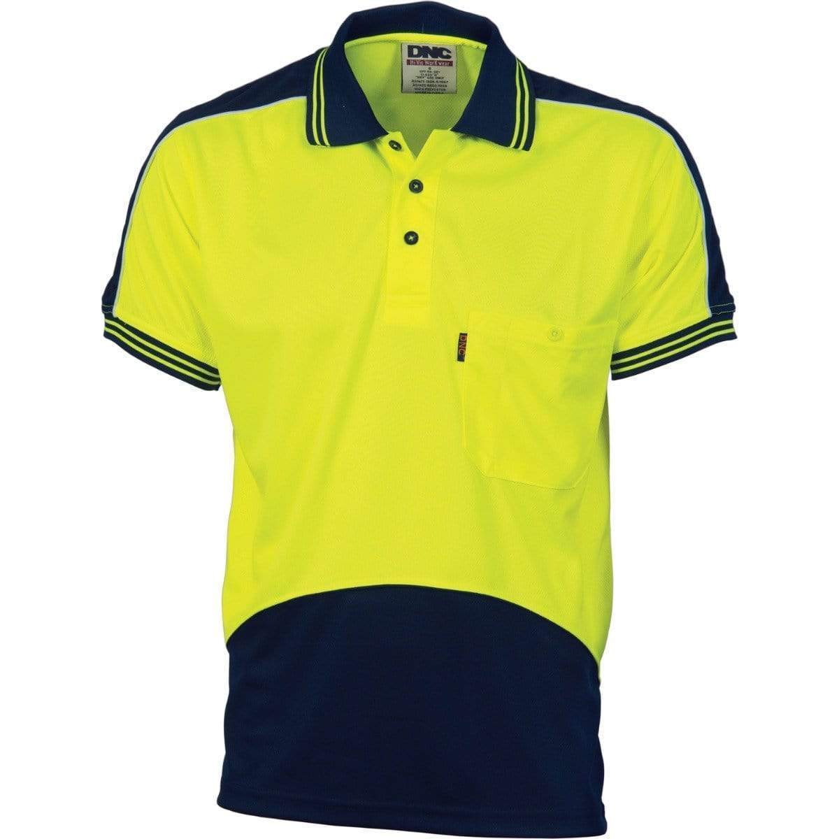 DNC Workwear Work Wear Yellow/Navy / 3XL DNC WORKWEAR Hi-Vis Cool Breathe Panel Short Sleeve Polo Shirt 3891