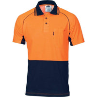 DNC Workwear Work Wear Orange/Navy / 2XL DNC WORKWEAR Hi-Vis Cotton Backed Cool-Breeze Contrast Short Sleeve Polo 3719