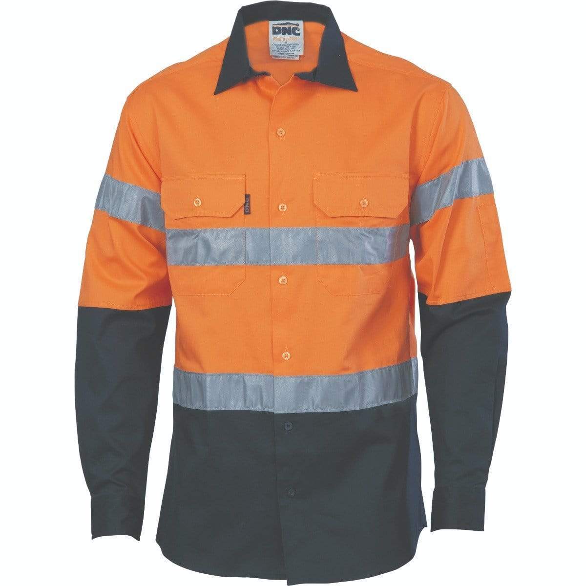 DNC Workwear Work Wear Orange/Navy / XS DNC WORKWEAR Hi-Vis D/N 2 Tone Drill Shirt 3536