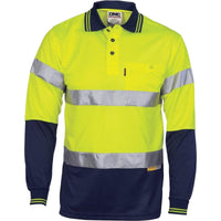 DNC Workwear Work Wear Yellow/Navy / XS DNC WORKWEAR Hi-Vis D/N Cool-Breathe Long Sleeve Polo Shirt With 3M 8906 R/Tape 3913