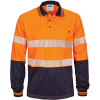 DNC Workwear Work Wear Orange/Navy / XS DNC WORKWEAR Hi-Vis Segment Taped Micromesh Long Sleeve Polo 3513