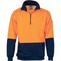 DNC Workwear Work Wear Orange/Navy / XS DNC WORKWEAR Hi-Vis Two-Tone 1/2 Zip Reflective Piping Sweatshirt 3928