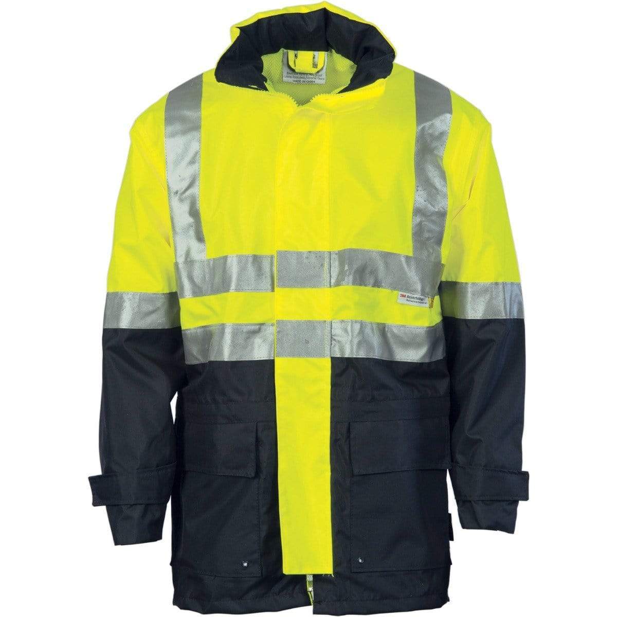 DNC Workwear Work Wear Yellow/Navy / 4XL DNC WORKWEAR Hi-Vis Two Tone Breathable Rain Jacket with 3M Reflective Tape 3867