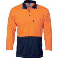 DNC Workwear Work Wear Orange/Navy / 2XL DNC WORKWEAR Hi-Vis Two Tone Cool Breathe Polo Shirt 3/4 Sleeve 3812
