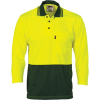 DNC Workwear Work Wear Yellow/Bottle Green / 2XL DNC WORKWEAR Hi-Vis Two Tone Cool Breathe Polo Shirt 3/4 Sleeve 3812