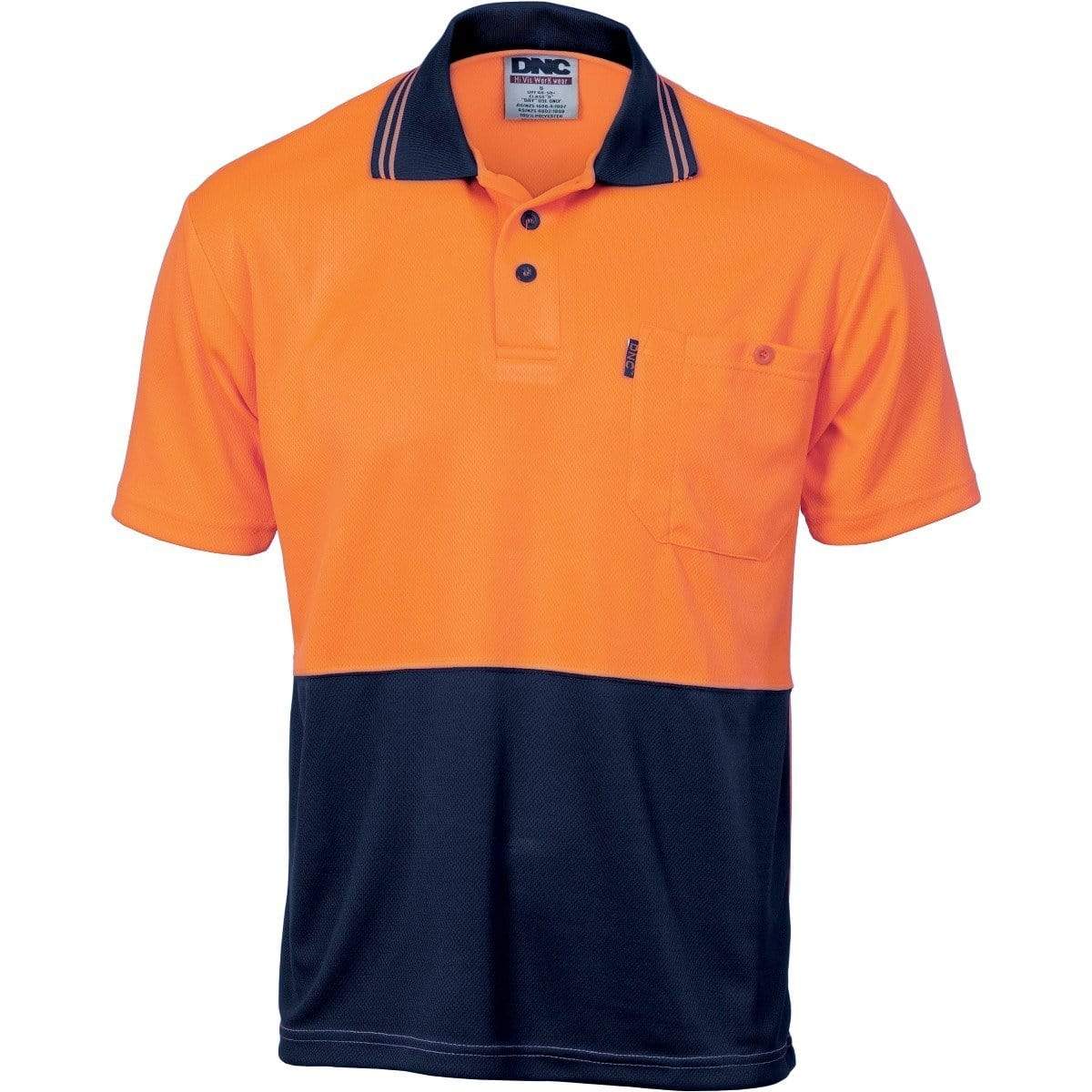 DNC Workwear Work Wear DNC WORKWEAR Hi-Vis Two-Tone Cool Breathe Short Sleeve Polo Shirt 3811