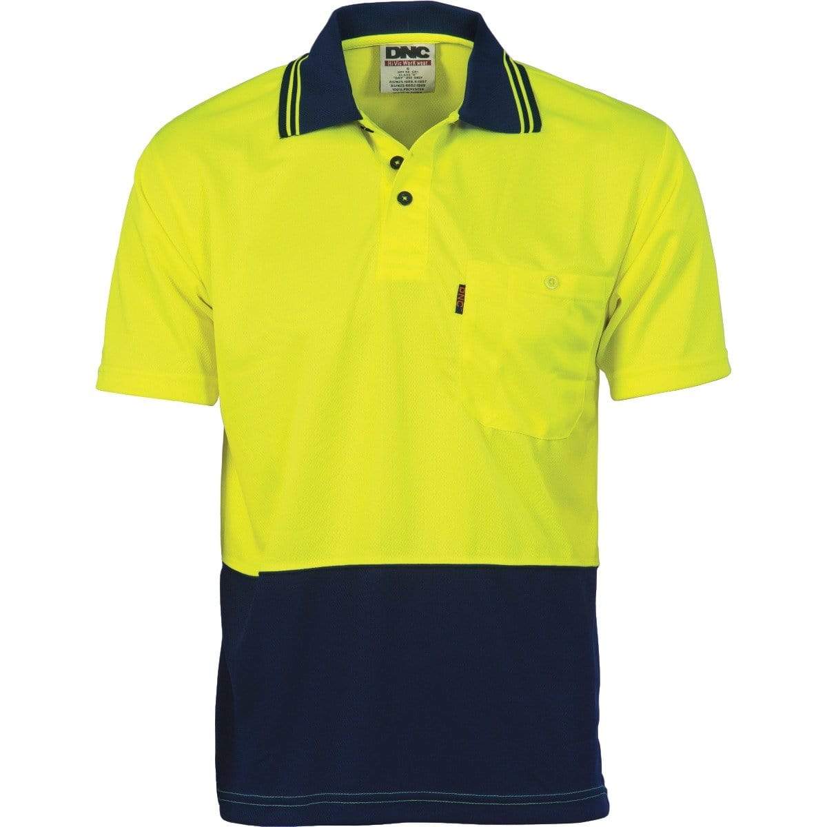 DNC Workwear Work Wear Yellow/Navy / XS DNC WORKWEAR Hi-Vis Two-Tone Cool Breathe Short Sleeve Polo Shirt 3811