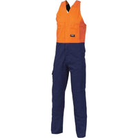 DNC Workwear Work Wear Orange/Navy / 77R DNC WORKWEAR Hi-Vis Two-Tone Cotton Action Back Overall 3853