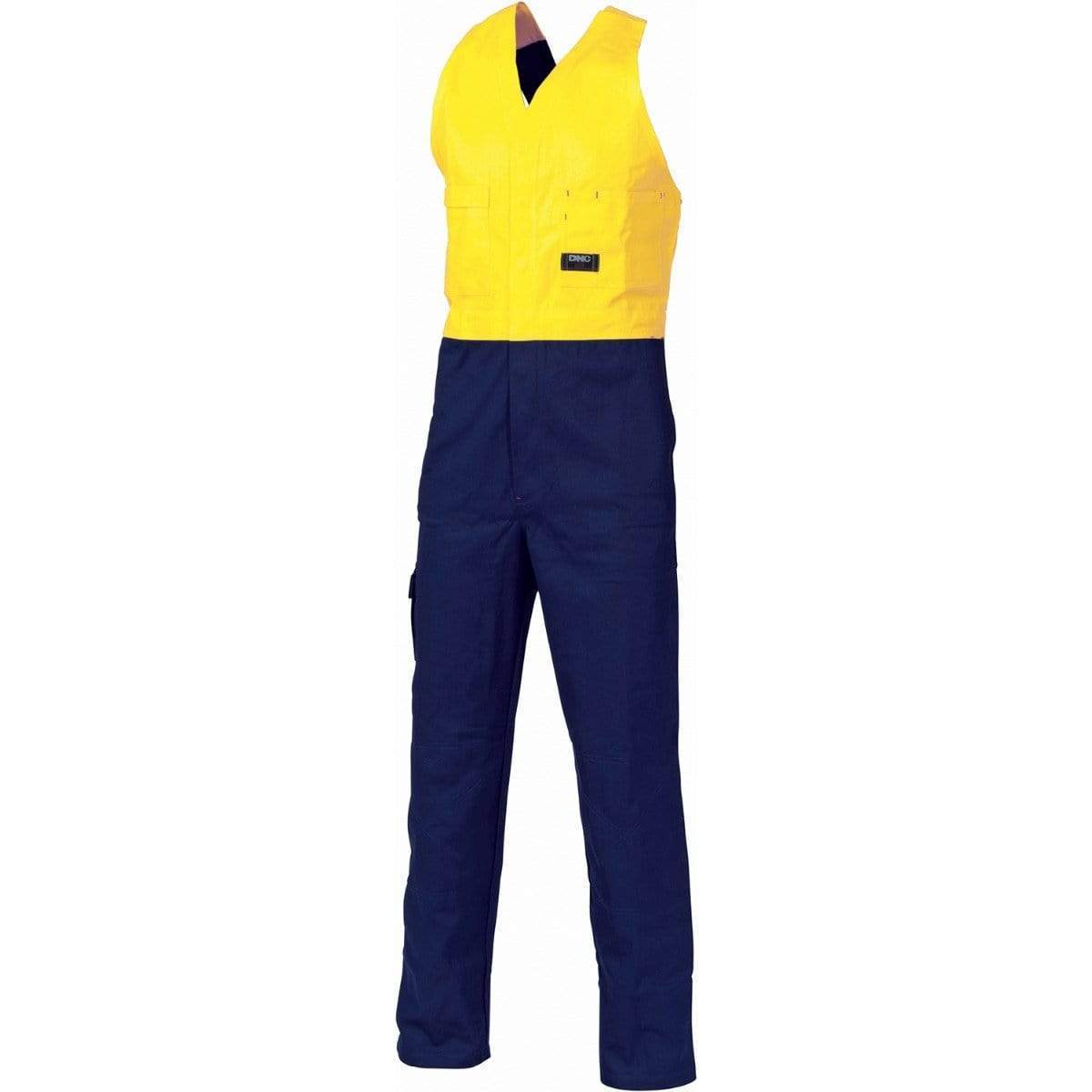 DNC Workwear Work Wear Yellow/Navy / 77R DNC WORKWEAR Hi-Vis Two-Tone Cotton Action Back Overall 3853