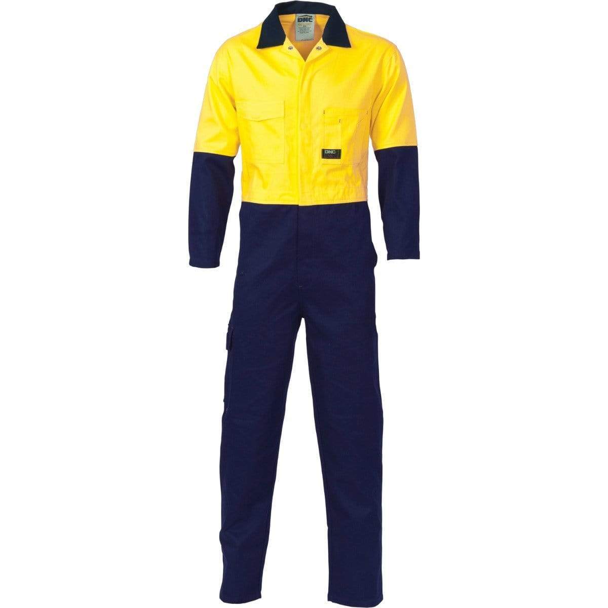 DNC Workwear Work Wear Yellow/Navy / 77R DNC WORKWEAR Hi-Vis Two-Tone Cotton Coverall 3851