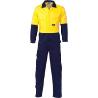 DNC Workwear Work Wear Yellow/Navy / 77R DNC WORKWEAR Hi-Vis Two-Tone Cotton Coverall 3851