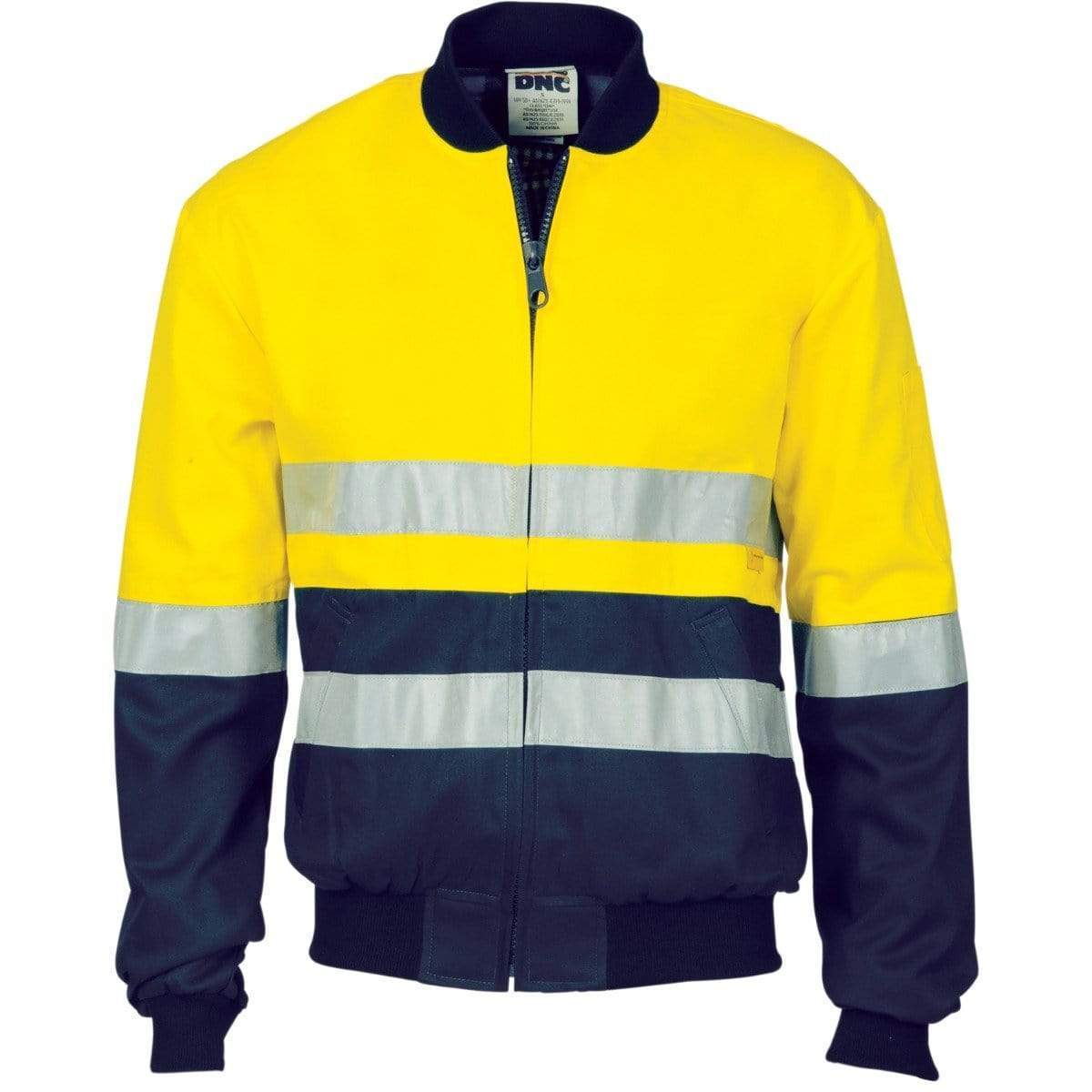 DNC Workwear Work Wear Yellow/Navy / XS DNC WORKWEAR Hi-Vis Two-Tone D/N Cotton Bomber Jacket with 3M Reflective Tape 3758