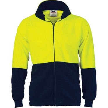 DNC Workwear Work Wear Yellow/Navy / XS DNC WORKWEAR Hi-Vis Two Tone Full Zip Polar Fleece 3827