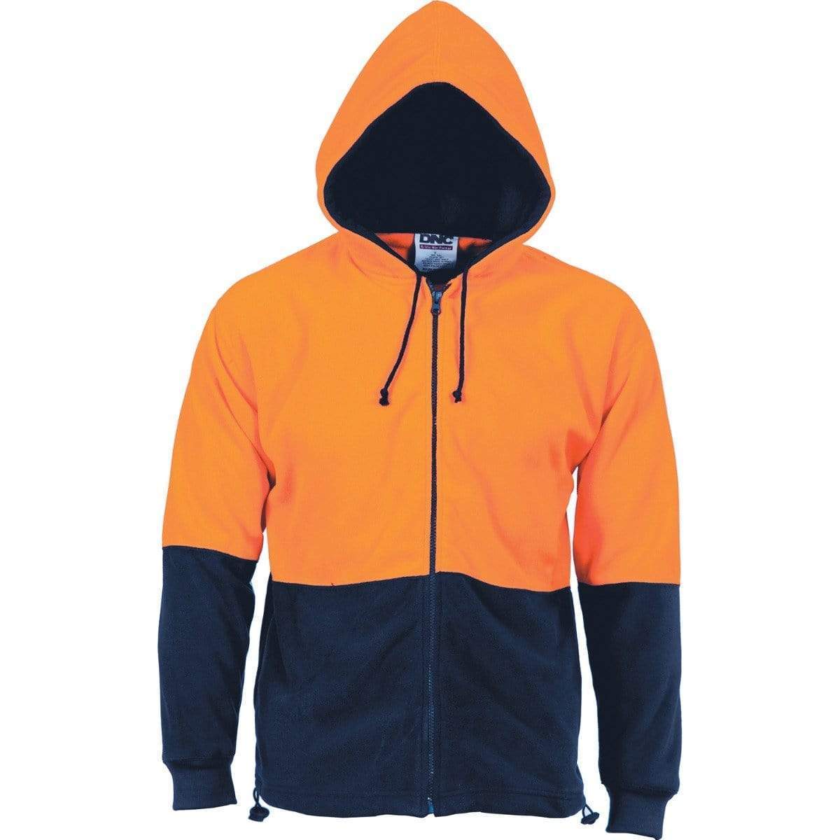 DNC Workwear Work Wear Orange/Navy / XS DNC WORKWEAR Hi-Vis Two-Tone Full Zip Polar Fleece Hoodie 3927