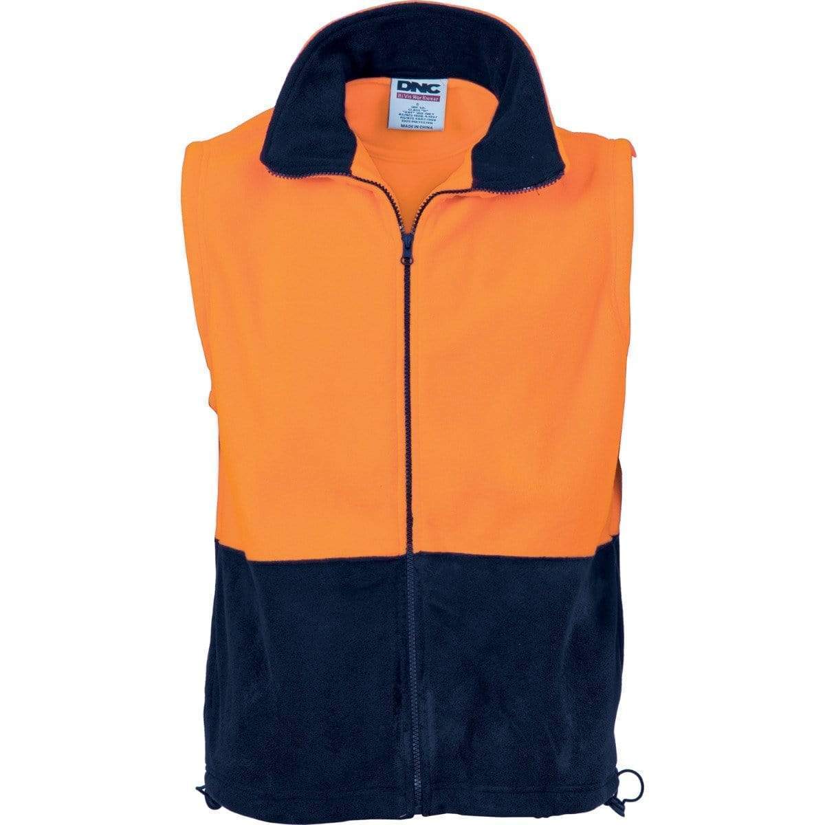 DNC Workwear Work Wear Orange/Navy / XS DNC WORKWEAR Hi-Vis Two Tone Full Zip Polar Fleece Vest 3828