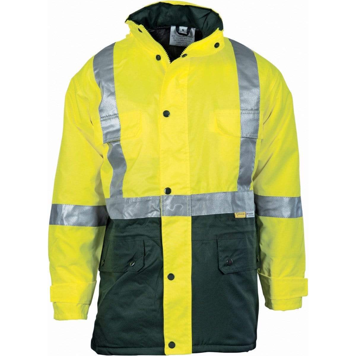DNC Workwear Work Wear Yellow/Bottle Green / S DNC WORKWEAR Hi-Vis Two-Tone Quilted Jacket with 3M Reflective Tape 3863