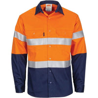 DNC Workwear Work Wear Orange/Navy / XS DNC WORKWEAR Patron Saint Flame Retardant Two-Tone Long Sleeve Cotton Shirt with 3M FR Tape 3409