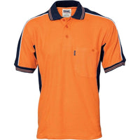 DNC Workwear Work Wear Navy/Orange / XS DNC WORKWEAR Polyester /Cotton Contrast Panel Short Sleeve Polo 3895