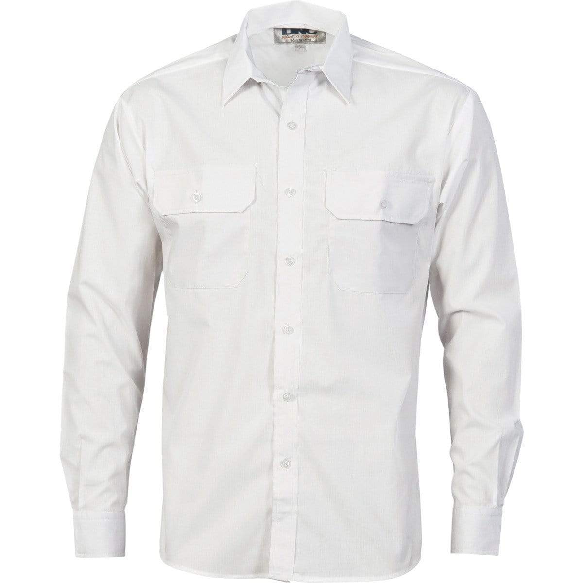 DNC Workwear Work Wear White / S DNC WORKWEAR Polyester Cotton Long Sleeve Work Shirt 3212