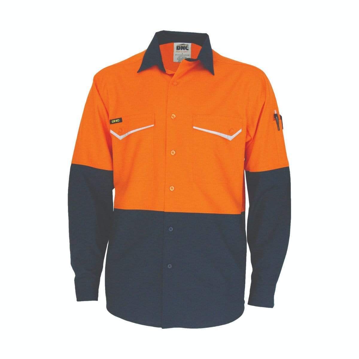 DNC Workwear Work Wear Orange/Navy / XS DNC WORKWEAR Two-Tone Ripstop Cotton Cool Long Sleeve Shirt 3586