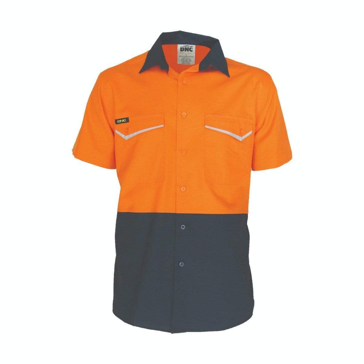 DNC Workwear Work Wear Orange/Navy / XS DNC WORKWEAR Two-Tone Ripstop Cotton Cool Short Sleeve Shirt 3585