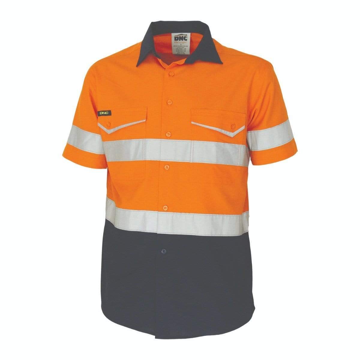 DNC Workwear Work Wear DNC WORKWEAR Two-Tone Ripstop Cotton Short Sleeve Shirt with CSR Reflective Tape 3587