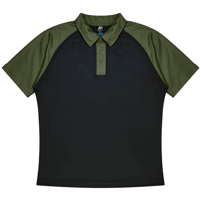 Aussie Pacific Manly Kids Polo Shirt 3318  Aussie Pacific BLACK/ARMY GREEN 4 