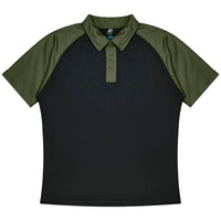 Aussie Pacific Manly Kids Polo Shirt 3318  Aussie Pacific BLACK/ARMY GREEN 4 