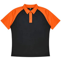 Aussie Pacific Manly Kids Polo Shirt 3318  Aussie Pacific BLACK/ELECTRIC ORANGE 4 