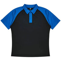 Aussie Pacific Manly Kids Polo Shirt 3318  Aussie Pacific BLACK/ELECTRIC ROYAL 4 