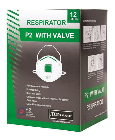 P2 Respirator with Valve (12pc) 8C150 Metro Workwear.