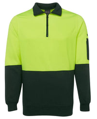 Jb's Wear Work Wear Lime/Bottle / S JB'S Hi-Vis 1/2 Zip Fleecy Sweatshirt 6HVFH