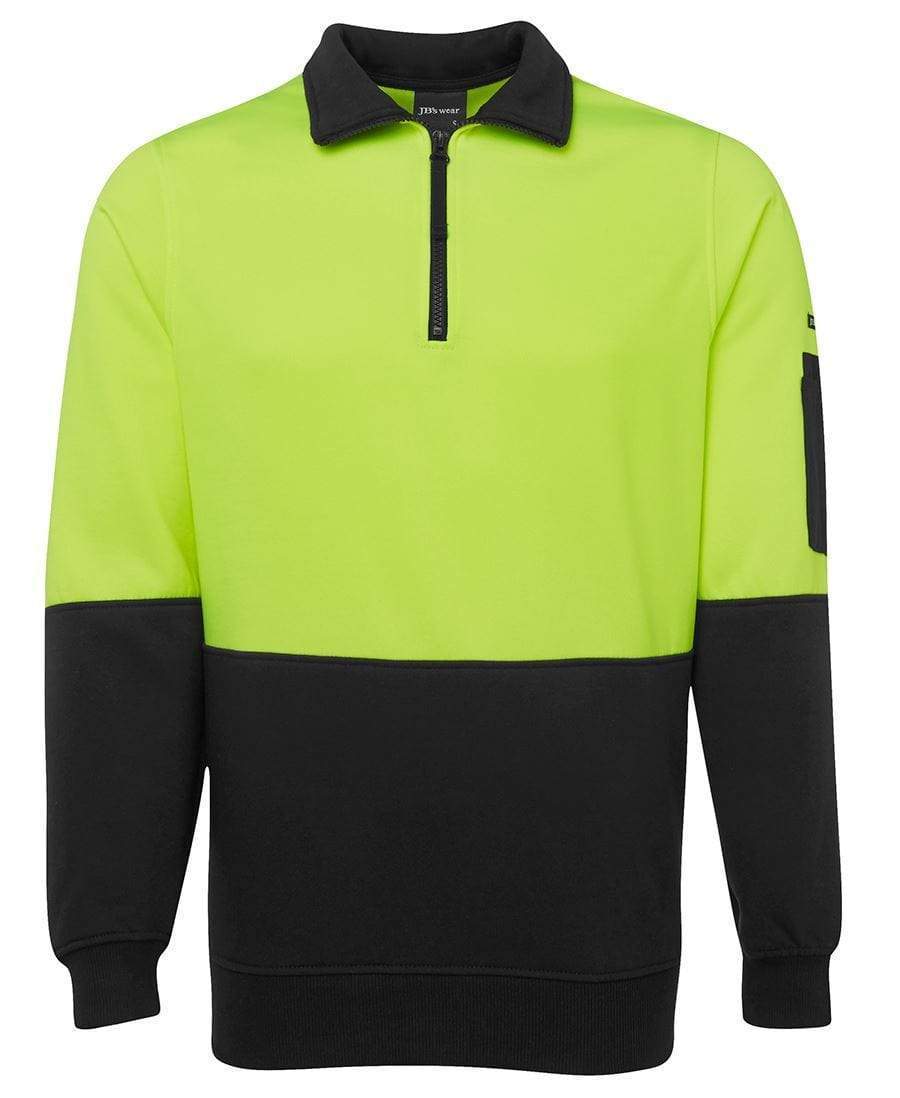 Jb's Wear Work Wear Lime/Black / S JB'S Hi-Vis 1/2 Zip Fleecy Sweatshirt 6HVFH